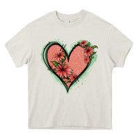 Cream Pink Glitter Floral Heart Heavy Core Tee - Jasminsmagicworld