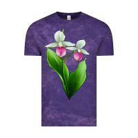 Cloud Purple Pink And White Lady's Slipper Flower Vintage Tee - LillyAllenDesigns