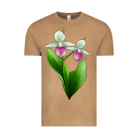 Vintage Camel Pink And White Lady's Slipper Flower Vintage Tee - LillyAllenDesigns