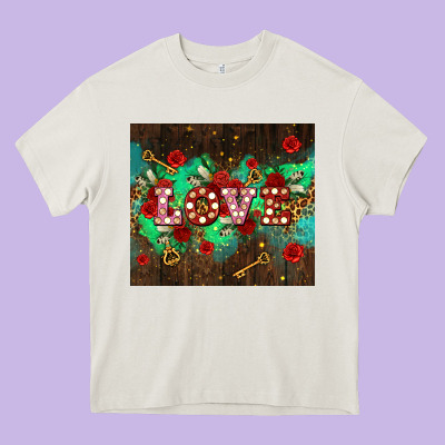Love  And Leopard With Keys Heavy Core Tee Designed By Adodesignshop