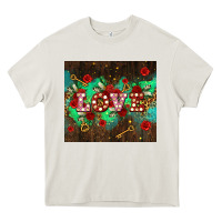 Cream love  and leopard with keys Heavy Core Tee - AdoDesignShop
