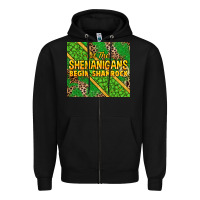 Black Let the shenanigans begin shamrock tumbler Zipper Hoodie - HowdyJamesFarm