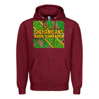 Burgundy Let the shenanigans begin shamrock tumbler Zipper Hoodie - HowdyJamesFarm