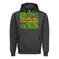 Charcoal Heather Let the shenanigans begin shamrock tumbler Zipper Hoodie - HowdyJamesFarm