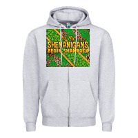 Heather Grey Let the shenanigans begin shamrock tumbler Zipper Hoodie - HowdyJamesFarm
