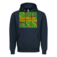 Navy Let the shenanigans begin shamrock tumbler Zipper Hoodie - HowdyJamesFarm