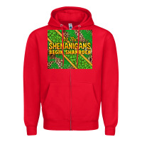 Red Let the shenanigans begin shamrock tumbler Zipper Hoodie - HowdyJamesFarm
