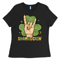 Black st. patrick's day shamrockin' Ladies Tee - MaliasSmallBusiness