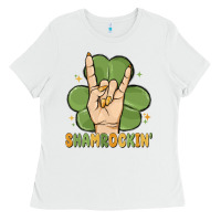 White st. patrick's day shamrockin' Ladies Tee - MaliasSmallBusiness