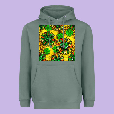 St. Patrick's Sunflower Seamless Pattern Heavyweight Hoodie Designed By Bundleandbundleshop