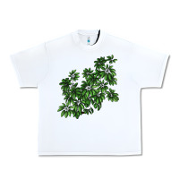 White Botanical Schefflera Illustrations Urban Heavy Tee - LillyAllenDesigns