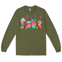 Army Green summer coffee cups Long Sleeve Tee - Jasminsmagicworld
