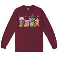 Burgundy summer coffee cups Long Sleeve Tee - Jasminsmagicworld