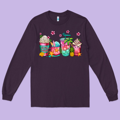 Summer Coffee Cups Long Sleeve Tee Designed By Jasminsmagicworld