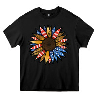 Black Patriotic Sunflower Heavy Core Tee - Jasminsmagicworld