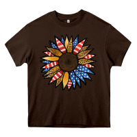 Chocolate Brown Patriotic Sunflower Heavy Core Tee - Jasminsmagicworld