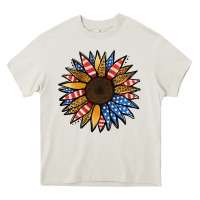 Cream Patriotic Sunflower Heavy Core Tee - Jasminsmagicworld