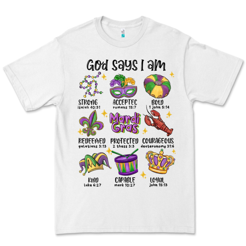 God Says I Am Mardi Gras Premium Tee by MaliasSmallBusiness | Teevron