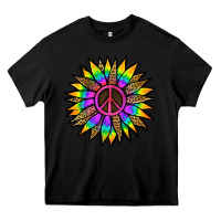 Black Peace Hippie Sunflower Heavy Core Tee - Jasminsmagicworld