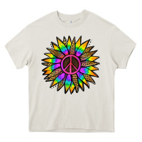 Cream Peace Hippie Sunflower Heavy Core Tee - Jasminsmagicworld