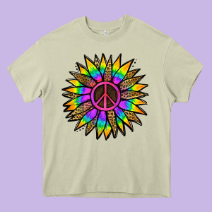 Peace Hippie Sunflower Heavy Core Tee Designed By Jasminsmagicworld