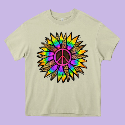Peace Hippie Sunflower Heavy Core Tee Designed By Jasminsmagicworld