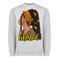 Heather Grey Fall afro woman blessed Heavyweight Sweatshirt - NancyCooperArtShop