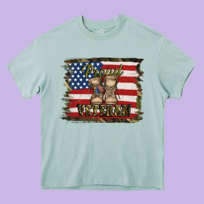 Proud Veteran Heavy Core Tee Designed By Jasminsmagicworld