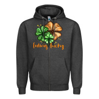 Charcoal Heather Feeling lucky with clover Zipper Hoodie - HowdyJamesFarm