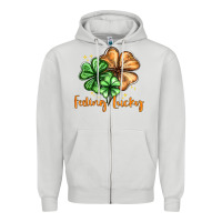 Dove Grey Feeling lucky with clover Zipper Hoodie - HowdyJamesFarm