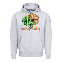 Heather Grey Feeling lucky with clover Zipper Hoodie - HowdyJamesFarm