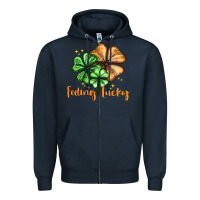 Navy Feeling lucky with clover Zipper Hoodie - HowdyJamesFarm