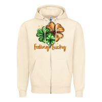 Sandshell Feeling lucky with clover Zipper Hoodie - HowdyJamesFarm