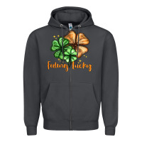 Smoke Feeling lucky with clover Zipper Hoodie - HowdyJamesFarm
