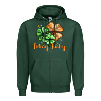 Sports Green Feeling lucky with clover Zipper Hoodie - HowdyJamesFarm
