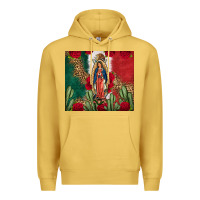 Antique Gold Our Lady Of Guadalupe Mexican Flag Roses Cactus Premium Hoodie - FaDigitalArtStudio