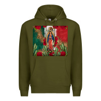 Army Green Our Lady Of Guadalupe Mexican Flag Roses Cactus Premium Hoodie - FaDigitalArtStudio