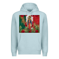 Blue Mist Our Lady Of Guadalupe Mexican Flag Roses Cactus Premium Hoodie - FaDigitalArtStudio