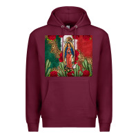 Burgundy Our Lady Of Guadalupe Mexican Flag Roses Cactus Premium Hoodie - FaDigitalArtStudio