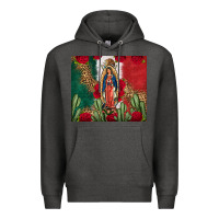 Charcoal Heather Our Lady Of Guadalupe Mexican Flag Roses Cactus Premium Hoodie - FaDigitalArtStudio