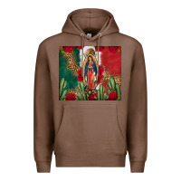 Chestnut Our Lady Of Guadalupe Mexican Flag Roses Cactus Premium Hoodie - FaDigitalArtStudio