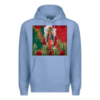 Colony Blue Our Lady Of Guadalupe Mexican Flag Roses Cactus Premium Hoodie - FaDigitalArtStudio