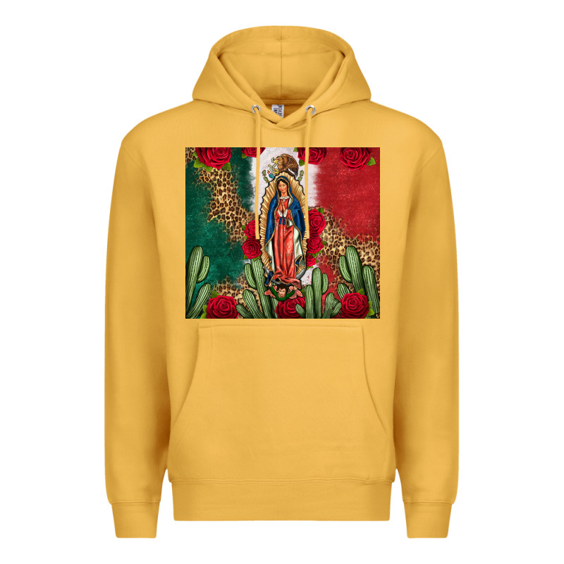 Our Lady Of Guadalupe Mexican Flag Roses Cactus Premium Hoodie by FaDigitalArtStudio | Teevron