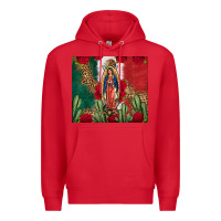 Red Our Lady Of Guadalupe Mexican Flag Roses Cactus Premium Hoodie - FaDigitalArtStudio