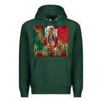 Sports Green Our Lady Of Guadalupe Mexican Flag Roses Cactus Premium Hoodie - FaDigitalArtStudio