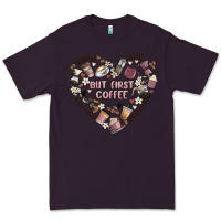 Plum but first coffee Premium Tee - MaliasSmallBusiness