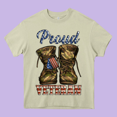 Proud Veteran Camo Shoes Heavy Core Tee Designed By Jasminsmagicworld