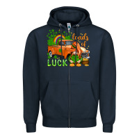 Navy St. Patrick's Loads of luck with gnome Zipper Hoodie - HowdyJamesFarm