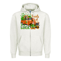 Oatmeal Heather St. Patrick's Loads of luck with gnome Zipper Hoodie - HowdyJamesFarm