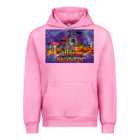 Fuchsia Pink Happy Halloween Raccoon Urban Hoodie - LillyAllenDesigns